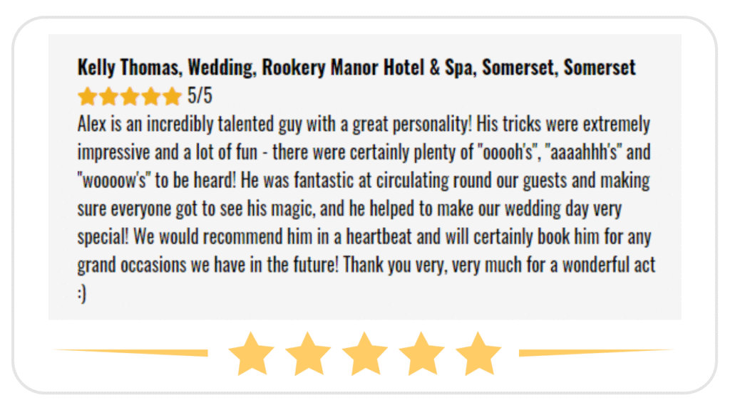 testimonial for madrid magician magic-al